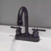 Bathroom Faucet 4inch 2 Handles Centerset Suit for 2 or 3 Mounting Holes, Lavatory Hot and Cold Mixer Tap, Mattle Black