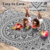 Outdoor Rugs 5' x 8' Rug, Waterproof Patio Mat, Stylish Plastic Straw Reversible Area Rug for Picnic RV Camping Porch Balcony, Black and White