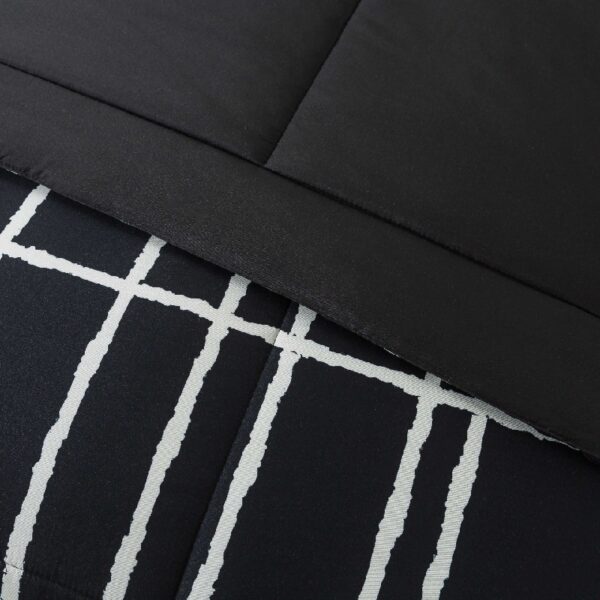 7 Piece Reversible Bed in a Bag Comforter Set with Sheets, Black, Queen