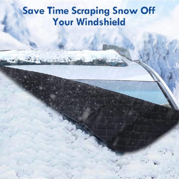 Front+Rear Car Snow Cover Windshield with Magnetic Edge, Winter Windscreen Cover Ice, Frost Snow and Wiper Protector for Car SUVs Vans Trucks and Sedan Stop Scraping