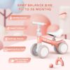Baby Balance Bike, Toddler Baby Bicycle with 4 Wheels for 10-36 Months, Adjustable Handlebar Baby Outdoor Bike Riding Toy, First B-day Gift