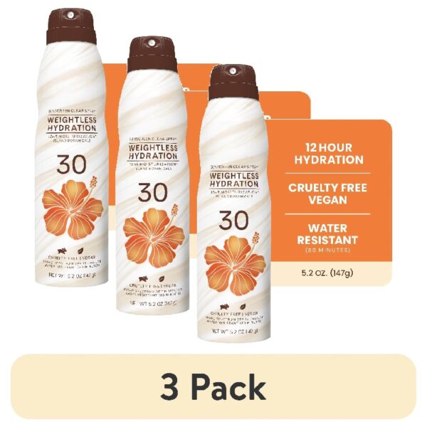 (3 pack) Weightless Hydration Clear Spray Sunscreen SPF 30, 6oz