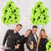 PMU Graduation Balloons 11 Inch PartyTex Premium Emerald Green with All-Over Print White Grad Caps-Confetti and Streamers Pkg/100