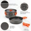 16pcs Camping Cookware Mess Kit, Non-Stick Lightweight Pot Pan Kettle Set with Stainless Steel Cups Plates Forks Knives Spoons for Camping, Outdoor Cooking and Picnic