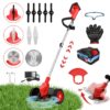 Cordless Weed Eaters, Battery Operated Weed Wacker, Weed Trimmer with 2 Batteries, Electric Grass Trimmer, Electric Edger for Lawns, 24V 650W Grass Cutting Machine, Green