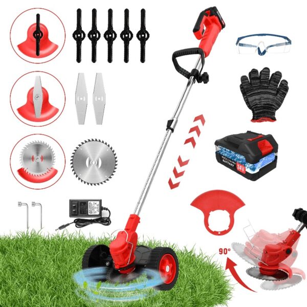 Cordless Weed Eaters, Battery Operated Weed Wacker, Weed Trimmer with 2 Batteries, Electric Grass Trimmer, Electric Edger for Lawns, 24V 650W Grass Cutting Machine, Green