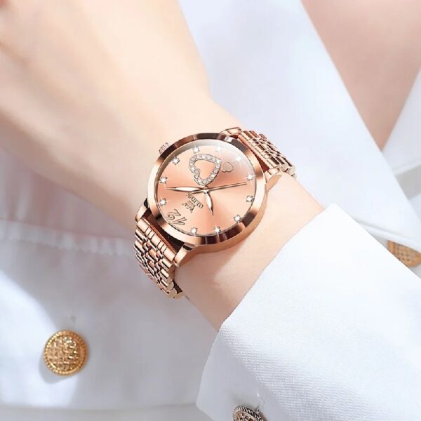 Women Watch Fashion Rose Gold Diamond Analog Quartz Female Watch for Women Luxury Dress Ladies Stainless Steel Luminous Waterproof Date Wrist Watches Green Dial