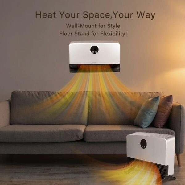 1500W Space Heater, Fast Heating with 4 Modes, Wall-Mounted & Freestanding, Smart App & Remote Control, Quiet Turbo Fan, 24H Timer, Safe for Bedroom & Office