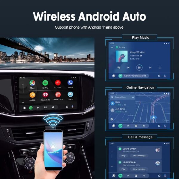 Wireless Apple CarPlay and Wireless Android Auto 2 in 1 Dongle for Android Car Radio with Android 4.4.2 or Above, Built-in Autokit APK Wired Screen Mirroring FOTA Upgrade