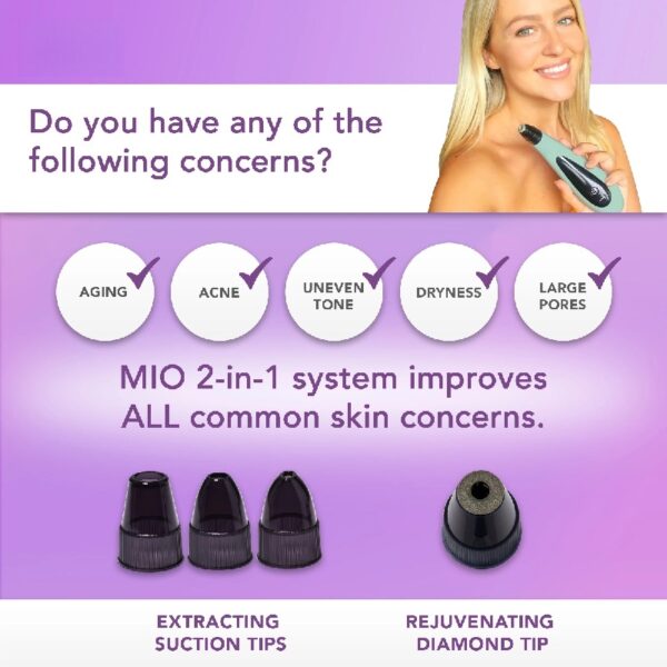 MIO Diamond Tip Microdermabrasion Device, Rechargeable Exfoliator & Pore Extractor