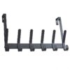 SnugFit Over-the-Door Hook Rack with 6 Double Hooks, Matte Black
