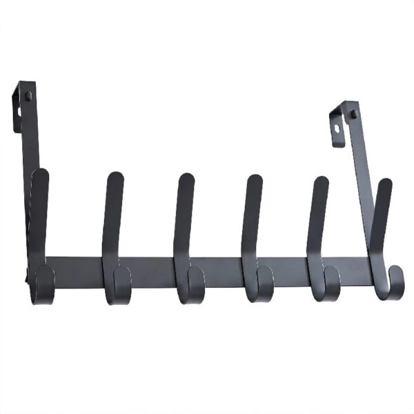 SnugFit Over-the-Door Hook Rack with 6 Double Hooks, Matte Black
