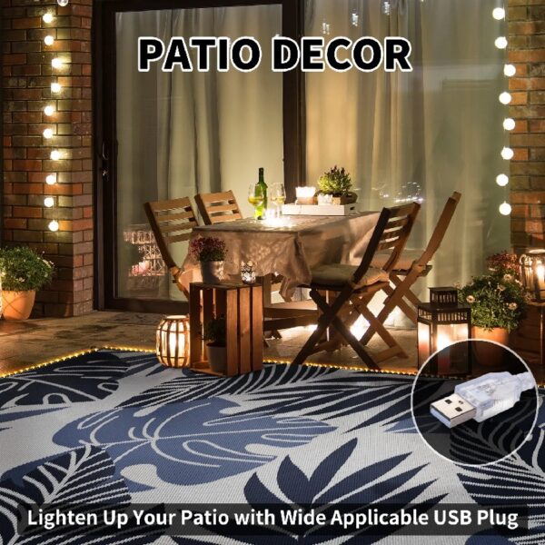 Outdoor Rug Carpet 5'x8' Waterproof Reversible Patio Rug Portable Indoor Outdoor Rug Plastic Straw Rug for Beach RV Camping Garden Picnic Deck Backyard Porch Decor Black
