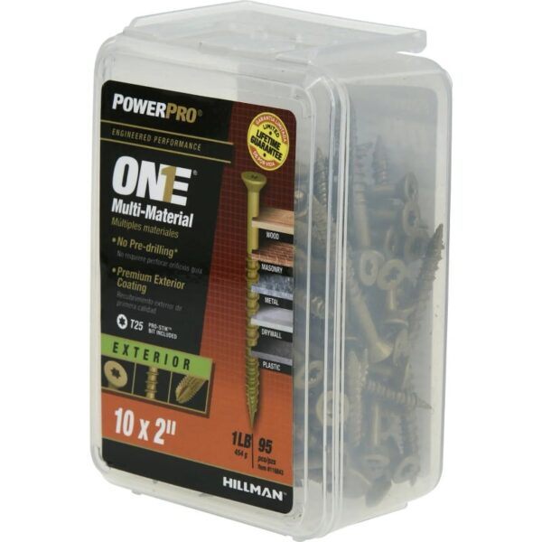 Hillman Fasteners 116843 Power Pro ONE Multi-Material Screws, #10 x 2