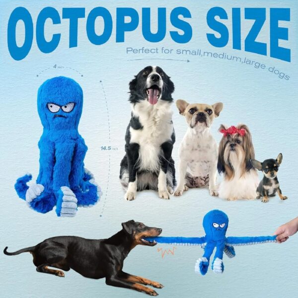 Dog Toys for Aggressive Chewers, Large Dog Toys to Keep Them Busy, Interactive Dog Toys, Squeaky Dog Toys, Tug of War Dog Toy, Crinkle Dog Toy (Blue Octopus)