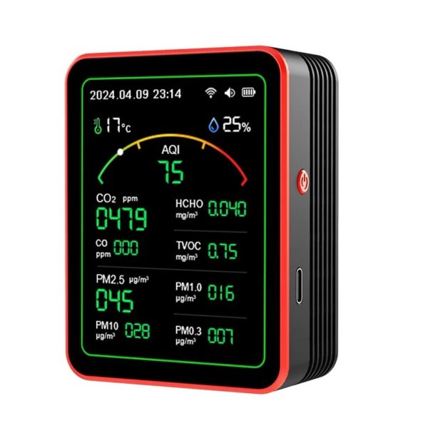 15-In-1 Tuya WIFI Rechargeable Household Digital Air Quality Detector CO2/CO/TVOC/HCHO/PM2.5/Temp/Humi for Smart Home A