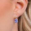 Gem Stone King 925 Sterling Silver Oval Cabochon White Simulated Opal Earrings for Women (2.10 Cttw, Oval 8X6MM)