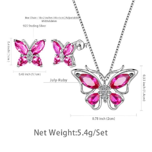 Purple Butterfly Jewelry Amethyst February Birthstone Jewelry Set Fine Necklace/Earrings 925 Sterling Silver Women Birthday Mother's Day Gifts