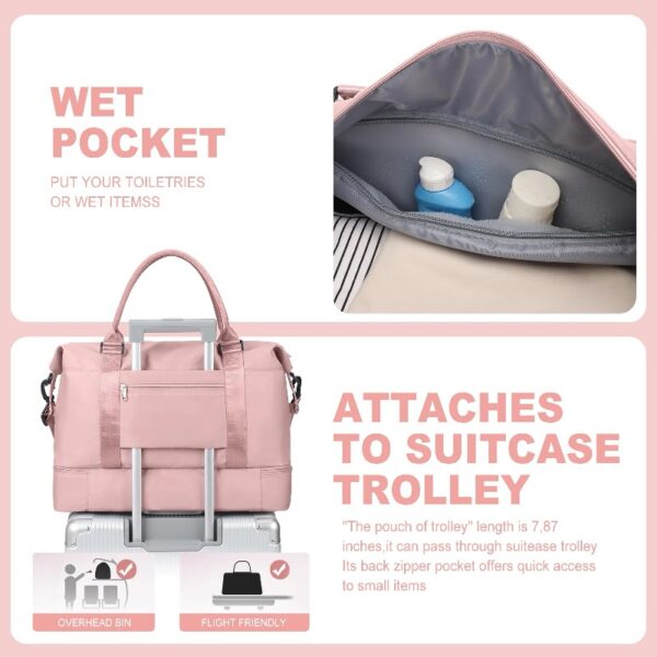 cca0cb5a415b46ee9f46b32d0176b5da Weekender Bags for Women, Travel Duffel Bags with Shoe Compartment,Personal Item Travel Bag for Airlines, Carry on Overnight Tote Bag for women,Beige&Brown