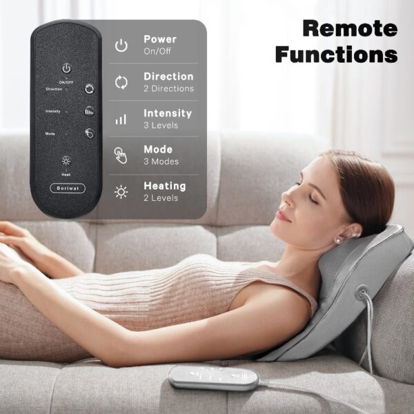 Boriwat Back and Neck Massager with Heat, 3D Deep Tissue Kneading, Shiatsu Back Massage Pillow for Mom Dad