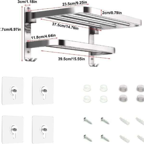 Towel Rack for Bathroom Towel Holder for Bathroom Wall Mounted,Black Towel Bar Storage