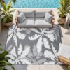 Outdoor Rug Carpet 5'x8' Waterproof Reversible Patio Rug Portable Indoor Outdoor Rug Plastic Straw Rug for Beach RV Camping Garden Picnic Deck Backyard Porch Decor Black