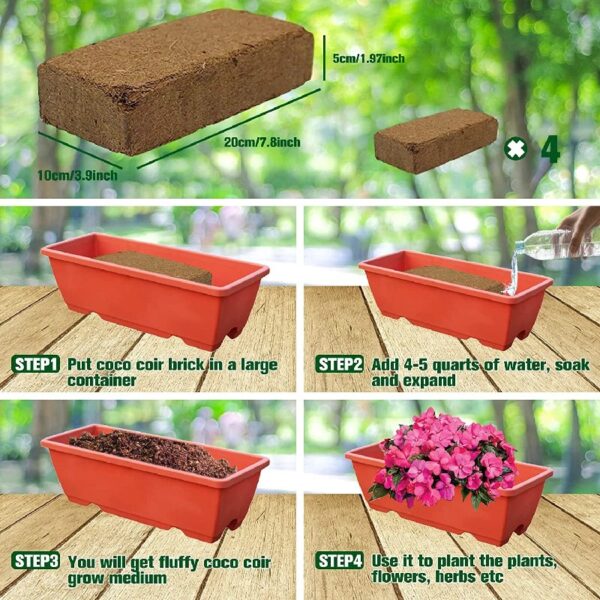 10lb of  100% Organic Coco Coir Bricks with Low EC and pH Balance High Expansion Coco Fiber for Herbs, Flowers,Plants Gardening Renewable Coconut Soil
