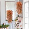 4PCS Artificial Flowers outdoor Spring Summer Decor Fake Hanging Plants UV Resistant Faux Plastic Greenery Hanging Flowers for Outside Gardens Porch Wall Home Indoor,ORANGE&YELLOW