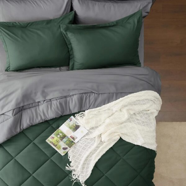 Light Purple Queen Comforter Set - 7 Pieces Reversible Queen Bed in a Bag, Queen Bed Set Light Purple and Grey with Comforters, Sheets, Pillowcases & Shams
