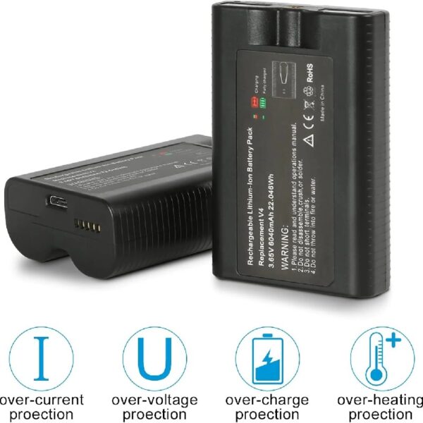 6040mAh 3.65V Rechargeable Ring Camera Replacement Battery Compatible with Ring Video Doorbell 2/3/4/3 Plus/, Spotlight Cam, Stick Up Cam(2 Pack)