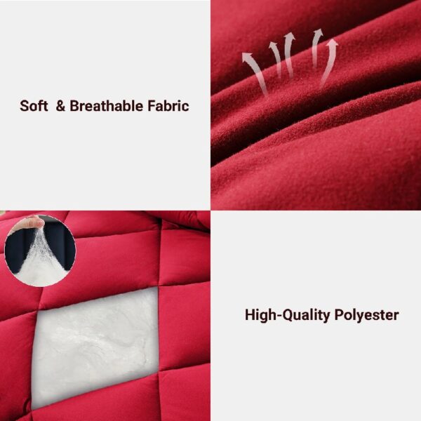 3 Pieces Bed in a Bag Comforter Set Duvet Insert,Reversible,Red/Black,Full Size Comforter Set-200GSM