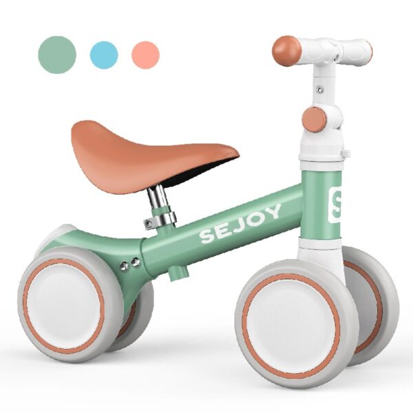 Baby Balance Bike, Toddler Baby Bicycle with 4 Wheels for 10-36 Months, Adjustable Handlebar Baby Outdoor Bike Riding Toy, First B-day Gift