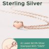 Dainty Heart Necklace Sterling Silver Charm Necklace Pendant Jewelry Gift for Women Mom