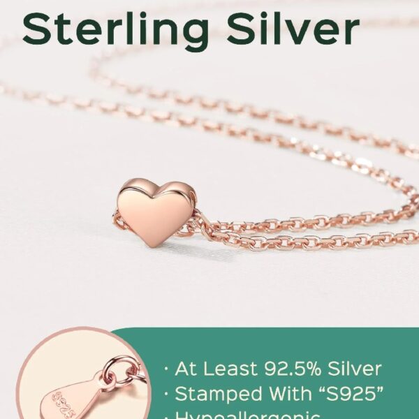 Dainty Heart Necklace Sterling Silver Charm Necklace Pendant Jewelry Gift for Women Mom