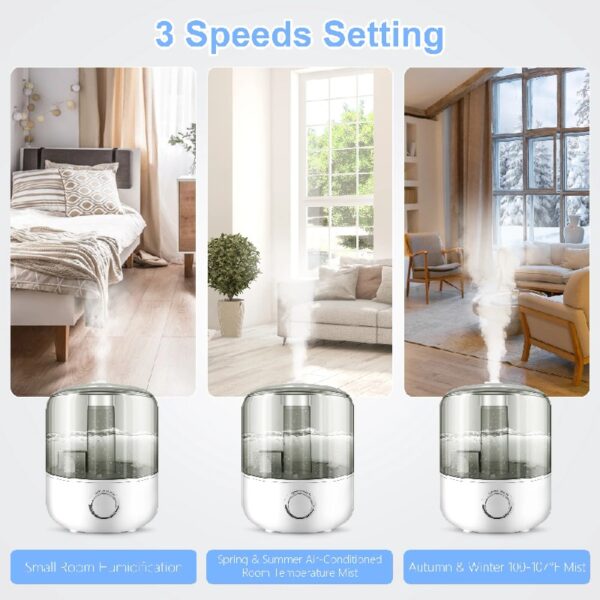 Humidifiers for Bedroom, Ultra Quiet Cool Mist Humidifier for Baby, Ultrasonic Air Humidifier with Auto Shut off, Adjustable 360° Rotation Nozzles, White