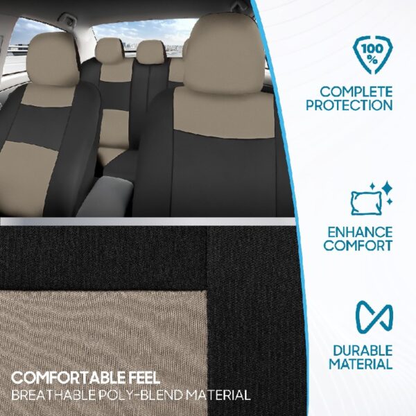 PolyPro Car Seat Covers Full Set in Charcoal on Black – Front and Rear Split Bench for Cars, Easy to Install Cover Set, Accessories Auto Trucks Van SUV