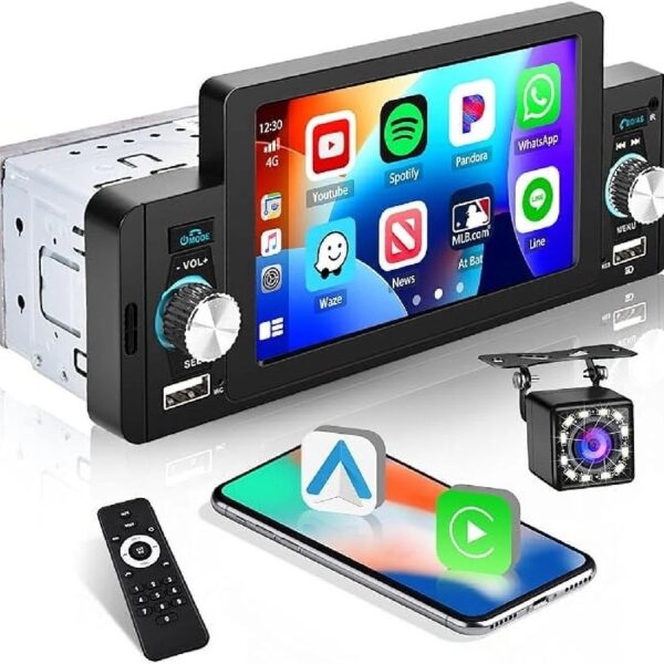 5 Inch Car Radio Single Din Car Stereo CarPlay Android Auto Bluetooth Mirror Link