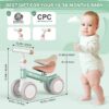 Baby Balance Bike, Toddler Baby Bicycle with 4 Wheels for 10-36 Months, Adjustable Handlebar Baby Outdoor Bike Riding Toy, First B-day Gift