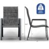 Outdoor Patio Dining Chairs Set of 2,Breathable Seat Fabric and Alloy Steel Frame for Backyard Porch Garden Sunroom , Dark Gray