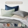 Full/Queen Comforter Sets, Reversible 3 Piece Extra Soft Bedding Set, Chambray Print Sage Green Comforter Bed Set with Pillow Shams