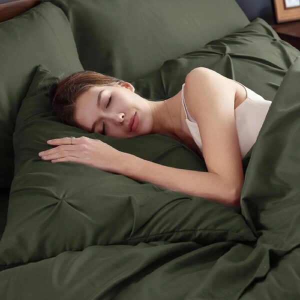 Dorm Bedding Twin Comforter Set - 5 Pieces Pintuck Bed in A Bag with Comforters, Sheets, Pillowcases & Shams