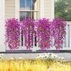 4PCS Artificial Flowers outdoor Spring Summer Decor Fake Hanging Plants UV Resistant Faux Plastic Greenery Hanging Flowers for Outside Gardens Porch Wall Home Indoor,ORANGE&YELLOW