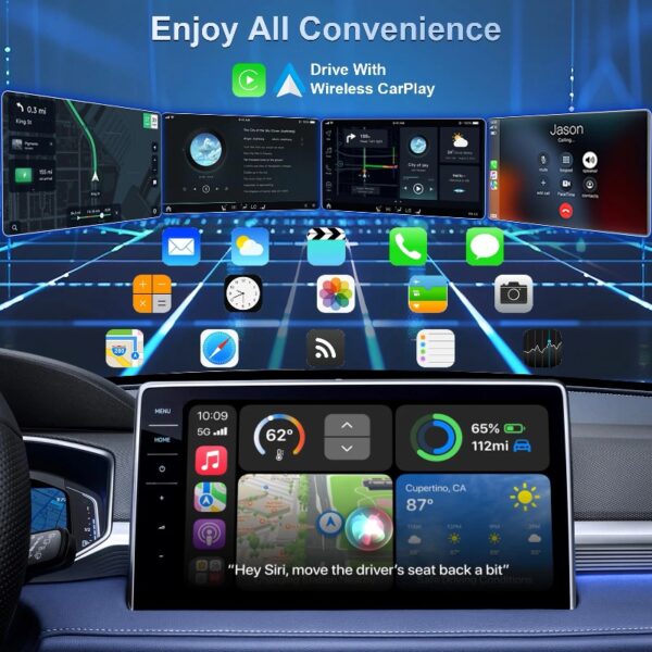 2-in-1 Wireless CarPlay & Android Auto Adapter, Dual-Band 5GHz Wi-Fi & Bluetooth Dongle, Compatible with 1000+ Car Models (2016+), Plug & Play for Seamless Apple CarPlay and Android Auto Experience