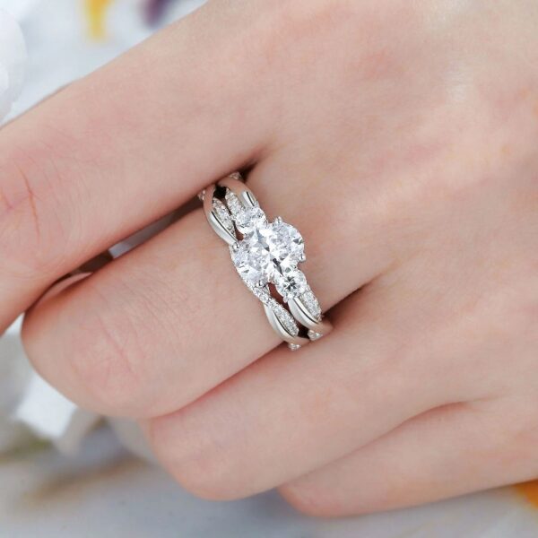 1 Carat Wedding Ring Sets Infinity Band Princess Sterling Silver Rings for Women CZ Size 7