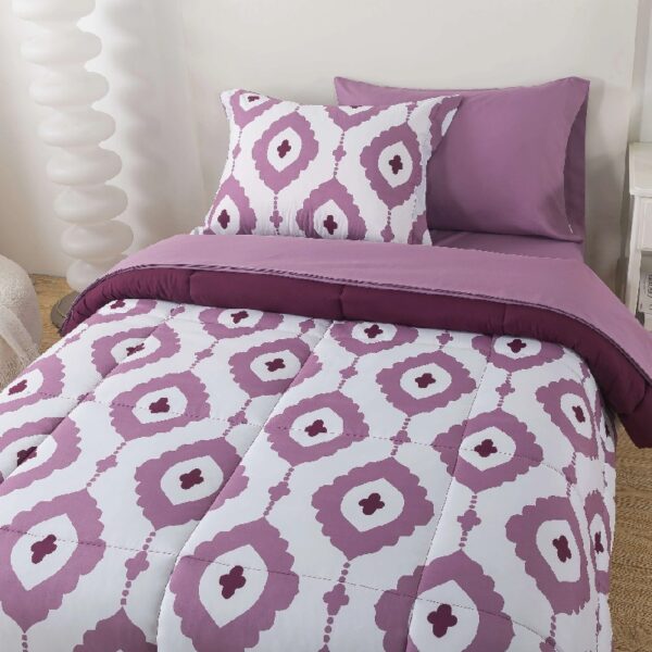 7 Piece Reversible Bed in a Bag Comforter Set with Sheets, Black, Queen