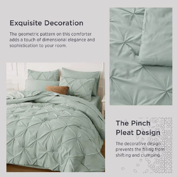 Dorm Bedding Twin Comforter Set - 5 Pieces Pintuck Bed in A Bag with Comforters, Sheets, Pillowcases & Shams