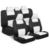 PolyPro Car Seat Covers Full Set in Charcoal on Black – Front and Rear Split Bench for Cars, Easy to Install Cover Set, Accessories Auto Trucks Van SUV