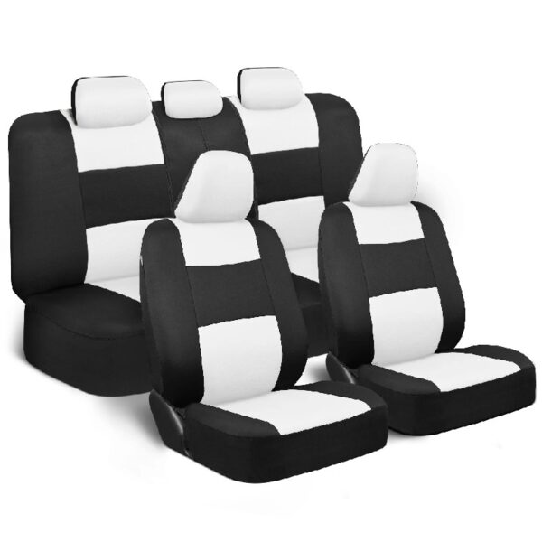 PolyPro Car Seat Covers Full Set in Charcoal on Black – Front and Rear Split Bench for Cars, Easy to Install Cover Set, Accessories Auto Trucks Van SUV