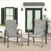 Outdoor Patio Dining Chairs Set of 2,Breathable Seat Fabric and Alloy Steel Frame for Backyard Porch Garden Sunroom , Dark Gray