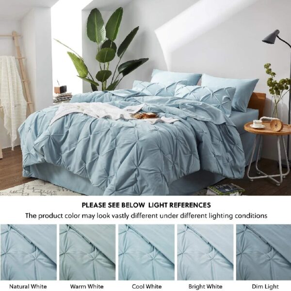 Dorm Bedding Twin Comforter Set - 5 Pieces Pintuck Bed in A Bag with Comforters, Sheets, Pillowcases & Shams
